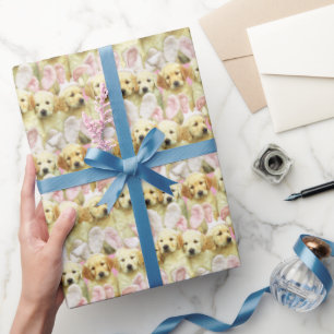 Row of Puppy Bunnies Wrapping Paper