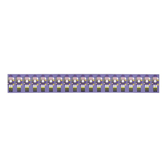 Row of Purple Christmas Nutcrackers Grosgrain Ribbon (Front)