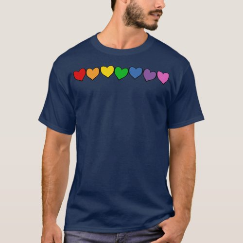 Row of Rainbow Hearts T_Shirt