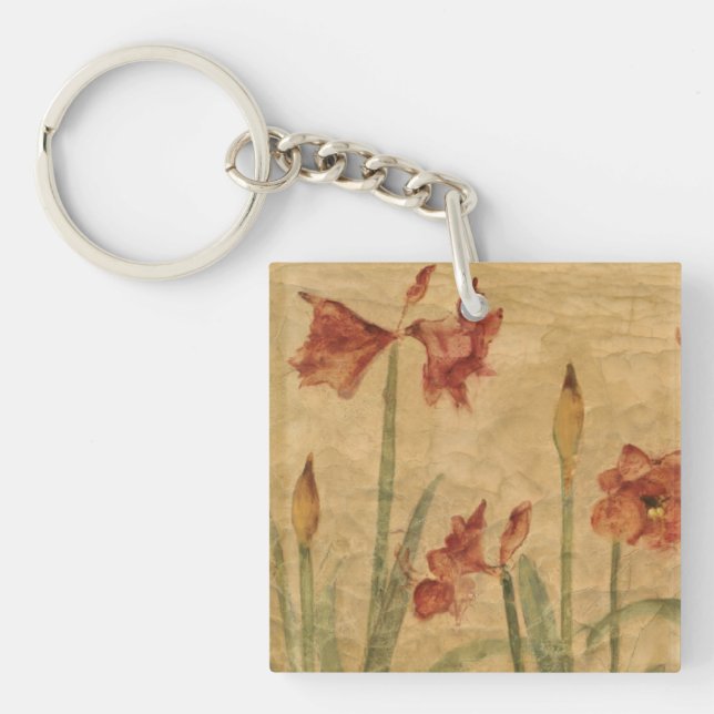Row of Red Amaryllis Keychain (Front)