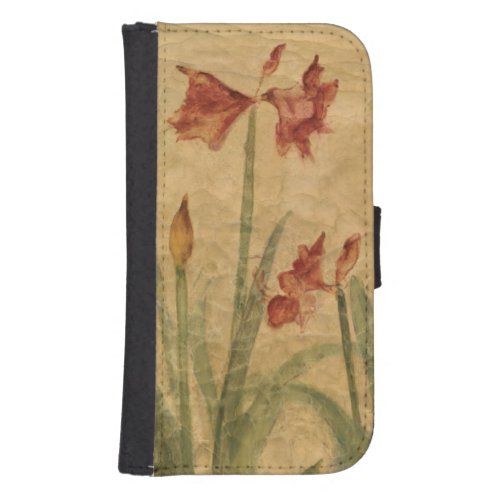 Row of Red Amaryllis Galaxy S4 Wallet Case