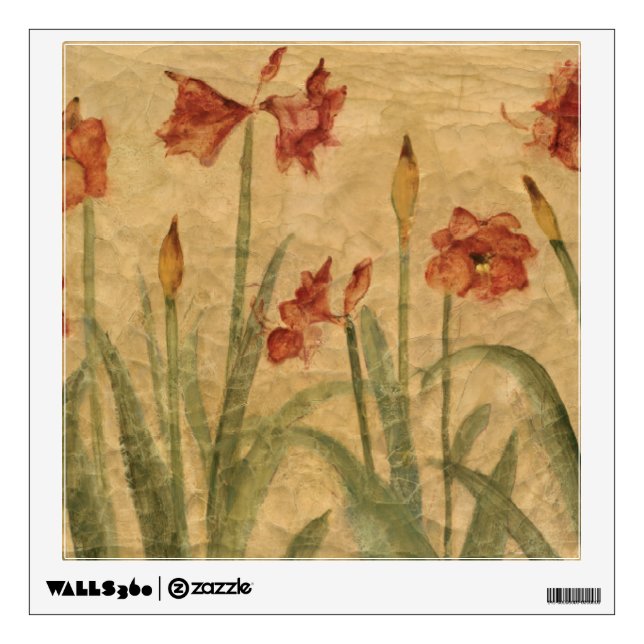 Row of Red Amaryllis Wall Sticker (Front)