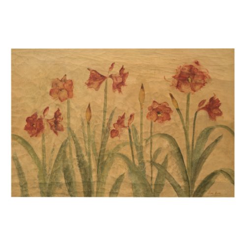 Row of Red Amaryllis Wood Wall Art