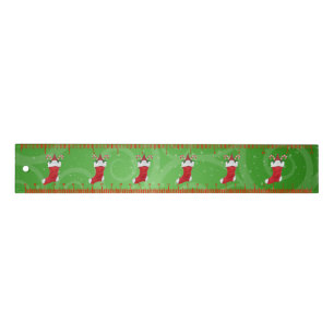 Row of Red Christmas Stockings With Little Gnomes Ruler