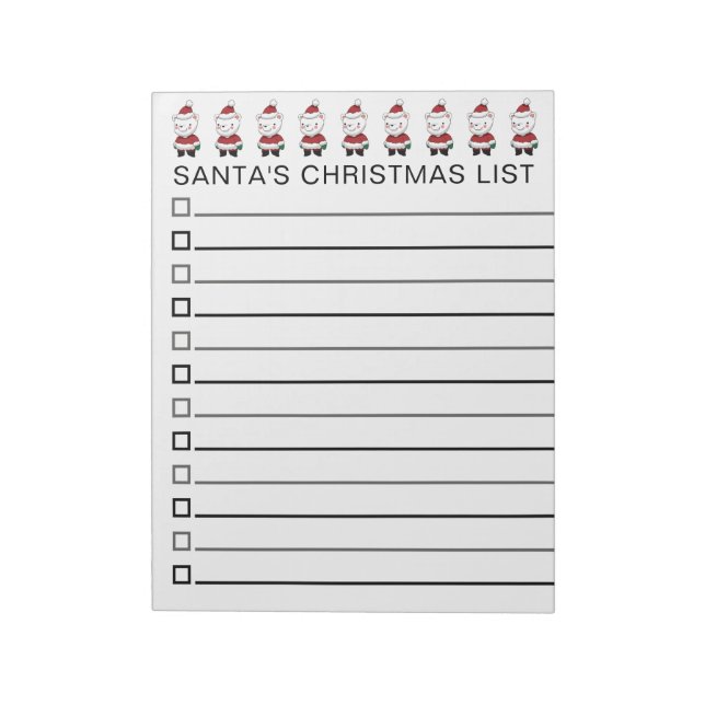 Row of Santas Christmas List Personalize Notepad (Rotated)