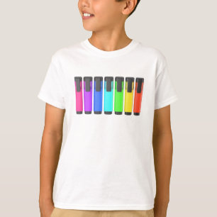 Row of seven highlighters in different colors T-Shirt