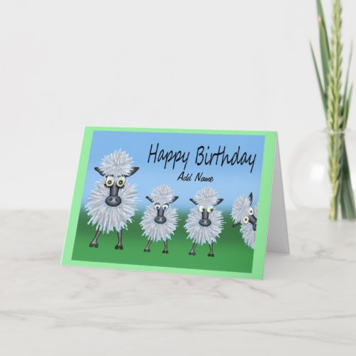 Row Of Sheep With One Cheeky Sheep Card