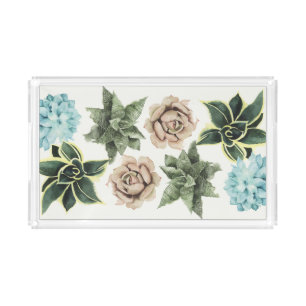 Row of Succulents Acrylic Tray