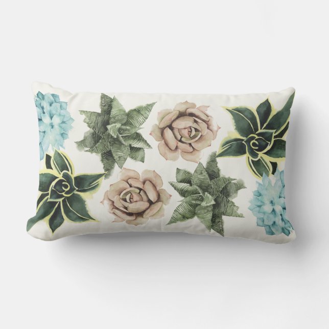 Row of Succulents Lumbar Pillow (Front)