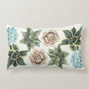 Row of Succulents Lumbar Pillow