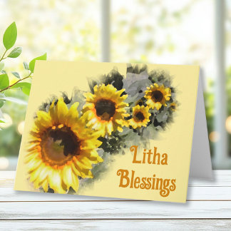 Row of Sunflowers Litha Summer Solstice Blessings Card