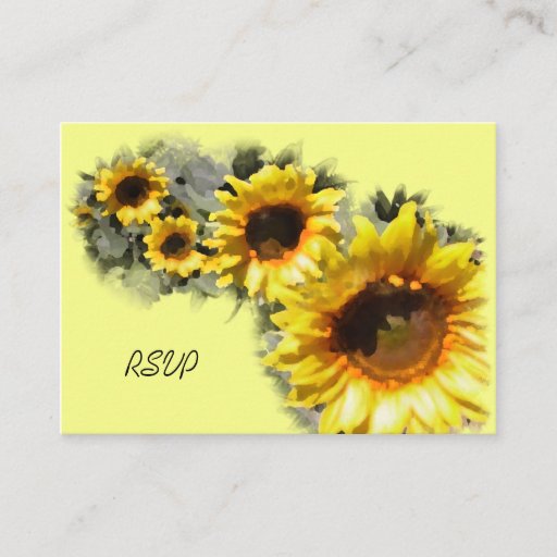Customizable Row of Sunflowers Wedding RSVP Response Card Business Card Template
