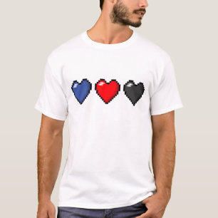 Row of Three Polyamory Pride Flag Pixel Hearts T-Shirt