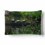 Row of Turtles Green Nature Photo Accessory Pouch