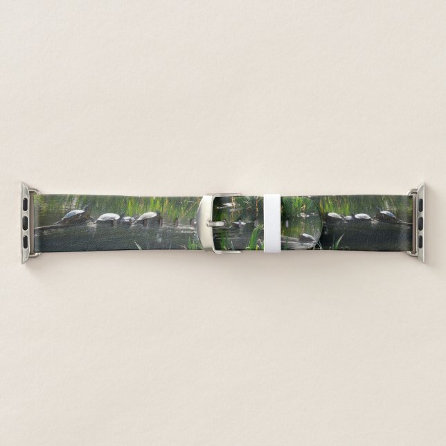 Row of Turtles Green Nature Photo Apple Watch Band (Band)