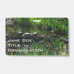 Row of Turtles Green Nature Photo Badge