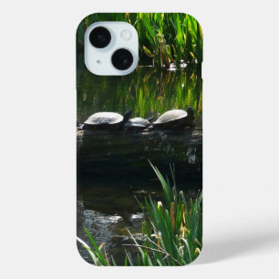 Row of Turtles Green Nature Photo iPhone 15 Case