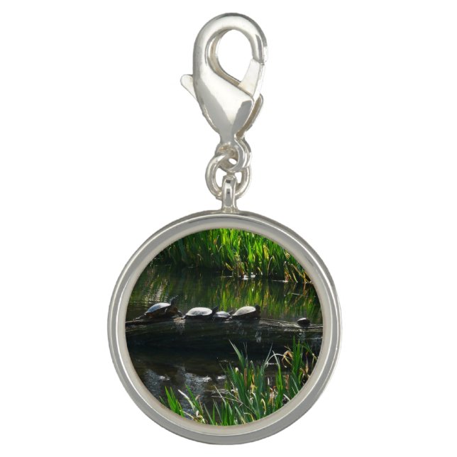 Row of Turtles Green Nature Photo Charm (Front)