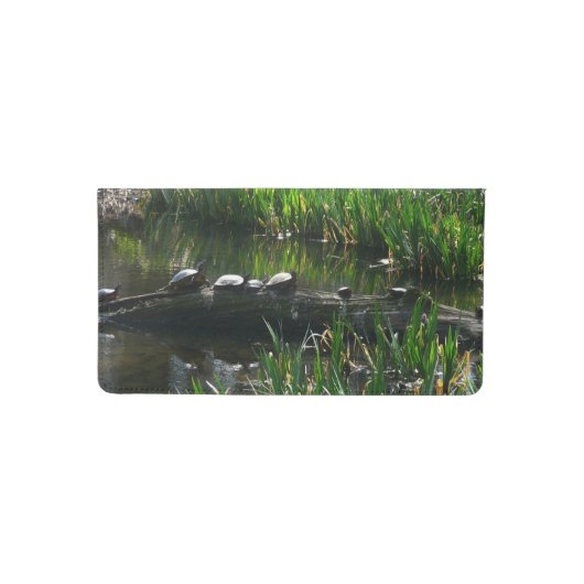 Row of Turtles Green Nature Photo Checkbook Cover (Front)