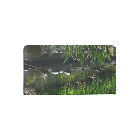 Row of Turtles Green Nature Photo Checkbook Cover (Back)