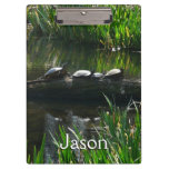 Row of Turtles Green Nature Photo Clipboard