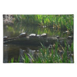 Row of Turtles Green Nature Photo Cloth Placemat