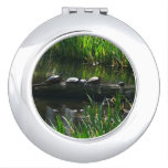 Row of Turtles Green Nature Photo Compact Mirror