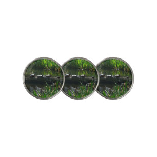 Row of Turtles Green Nature Photo Golf Ball Marker