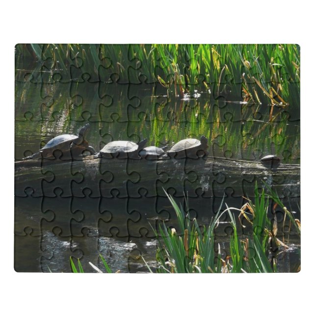 Row of Turtles Green Nature Photo Jigsaw Puzzle (Puzzle Horizontal)