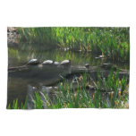 Row of Turtles Green Nature Photo Kitchen Towel