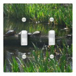 Row of Turtles Green Nature Photo Light Switch Cover