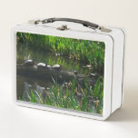 Row of Turtles Green Nature Photo Metal Lunch Box