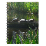 Row of Turtles Green Nature Photo Notebook
