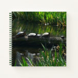 Row of Turtles Green Nature Photo Notebook