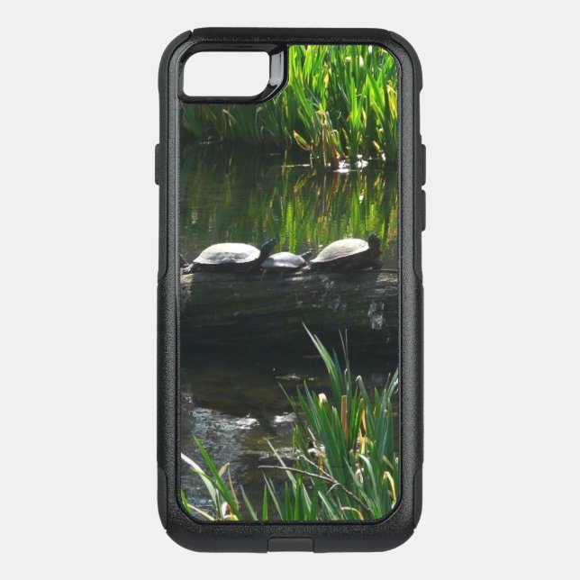 Row of Turtles Green Nature Photo Otterbox iPhone Case (Back)