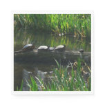 Row of Turtles Green Nature Photo Paper Napkins