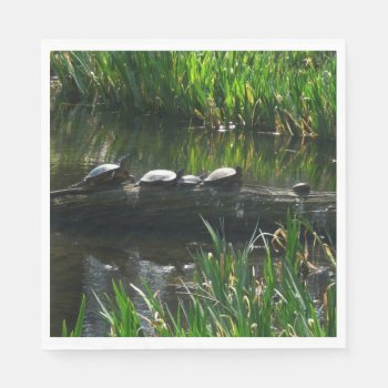 Row Of Turtles Green Nature Photo Paper Napkins by mlewallpapers at Zazzle