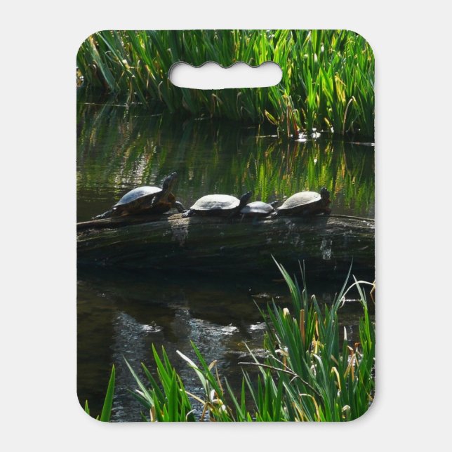 Row of Turtles Green Nature Photo Seat Cushion (Front Vertical)
