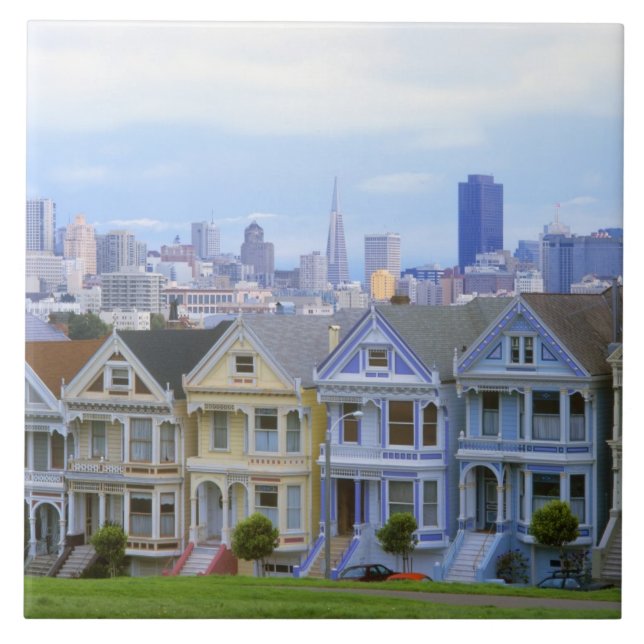 Row of Victorian Homes Ceramic Tile (Front)