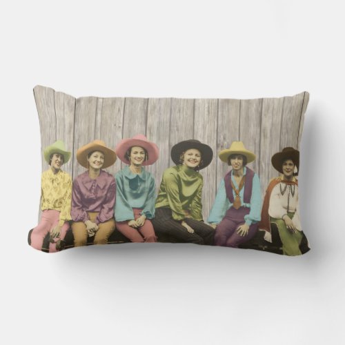 Row of Vintage Western Cowgirls pillow