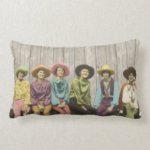 Row of Vintage Western Cowgirls pillow