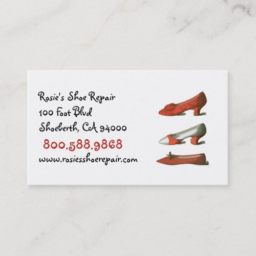 Row Of Vintage Womens Shoes Shoe Repair Business Card