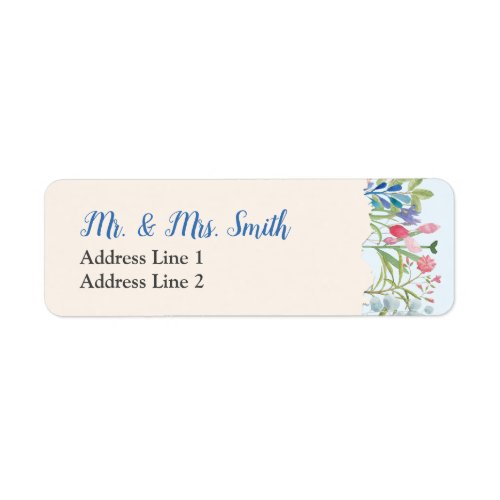 Row of Watercolor Wildflowers Wedding Labels