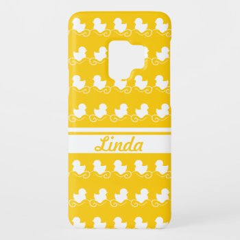 Row Of White Ducks In Yellow Samsung Galaxy Case by antico at Zazzle