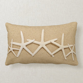 Row of White Starfish Lumbar Pillow