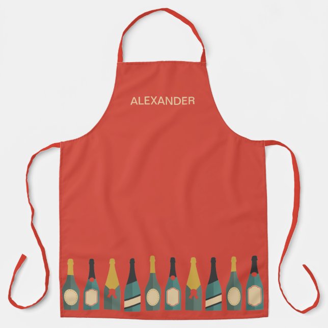 Row of Wine Bottles Personalize  Apron (Front)