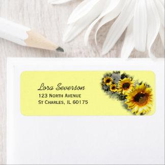 Row of Yellow Garden Sunflowers Return Address Label