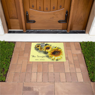 Row of Yellow Sunflowers Doormat