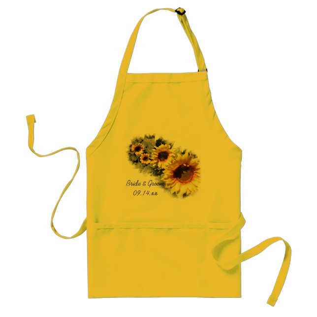 Row of Yellow Sunflowers Garden Wedding Adult Apron (Front)