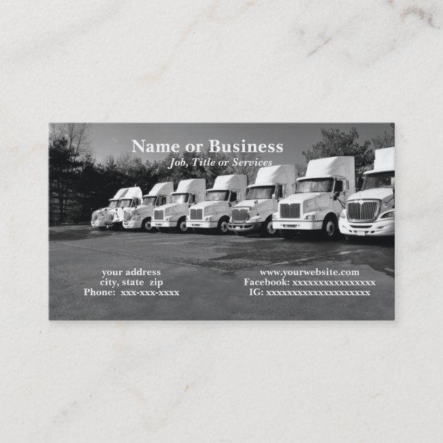 row or fleet of large trucks business card (Front)